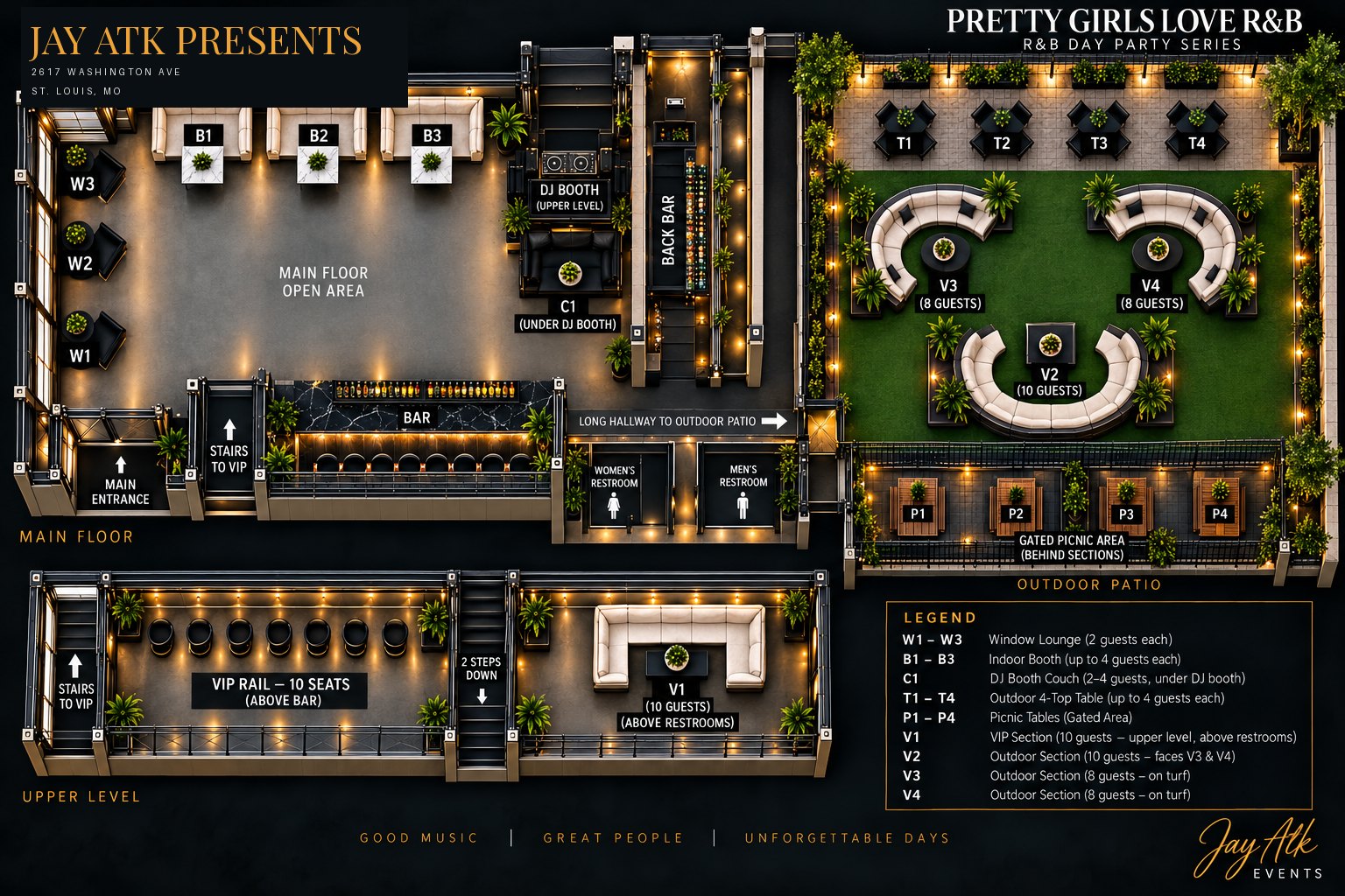 Jay Atk Presents — event floor plan, 2617 Washington Ave